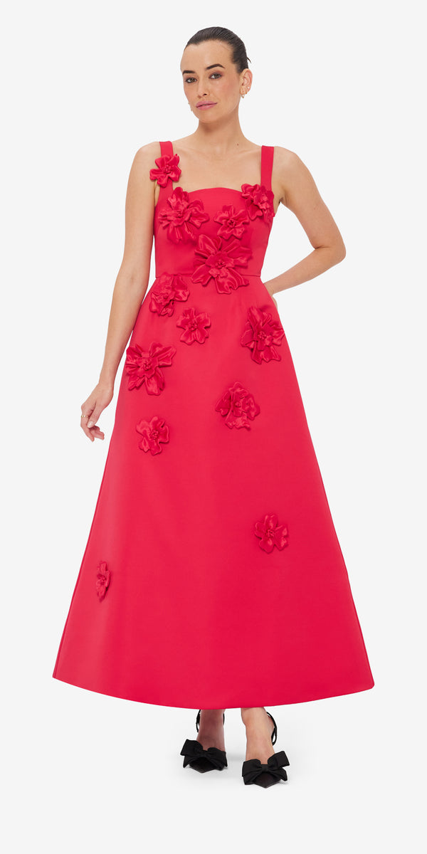 Leo Lin Rianne Floral Appliqué Maxi Dress