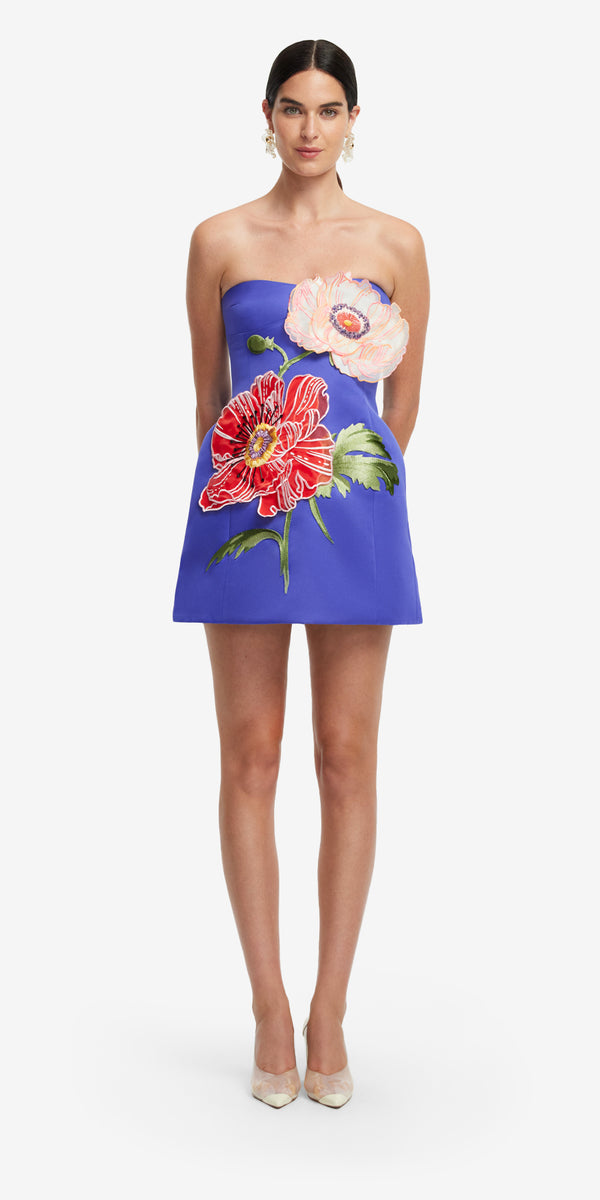Leo Lin Rosario Appliqué Floral Bustier Mini Dress