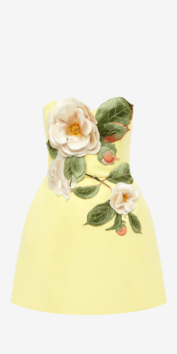 leo lin Rosario Appliqué Floral Bustier Mini Dress