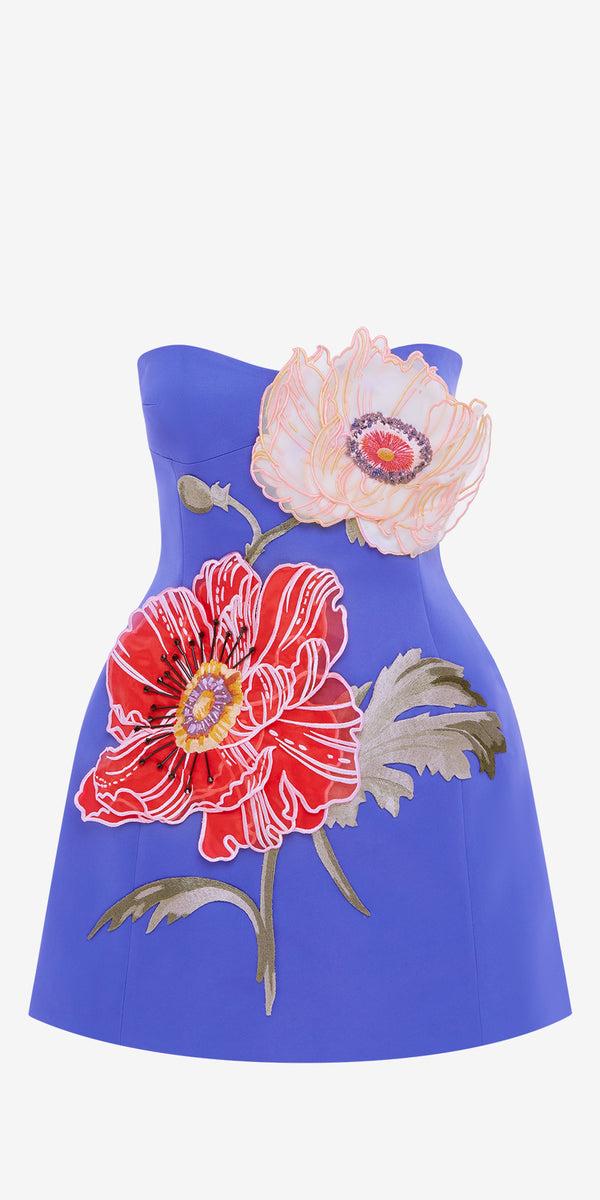 leo lin Rosario Appliqué Floral Bustier Mini Dress