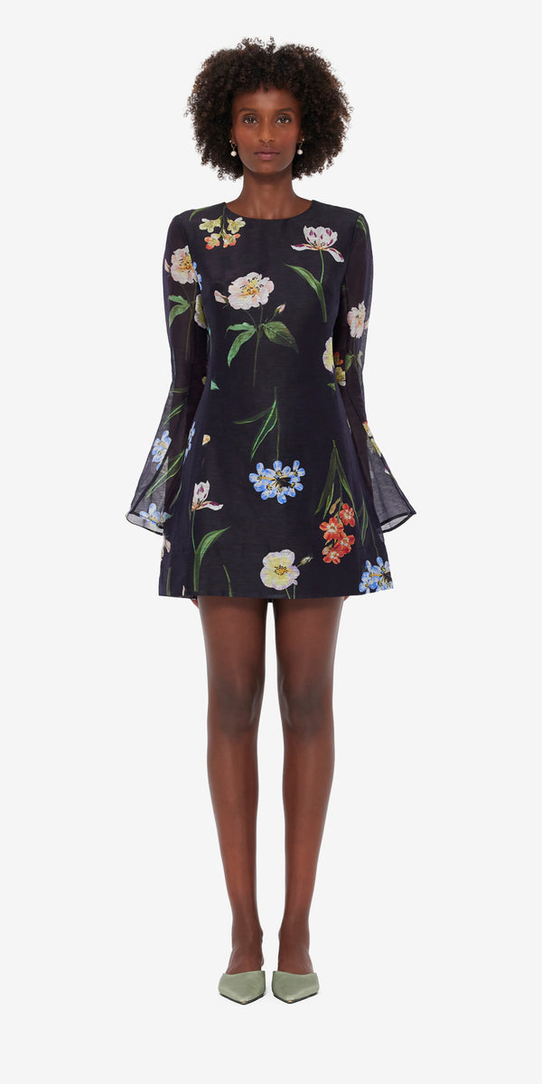 Leo Lin Suzanne Bell Sleeve Mini Dress