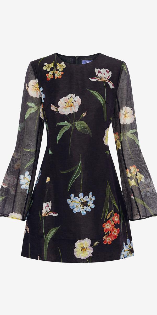 leo lin Suzanne Bell Sleeve Mini Dress