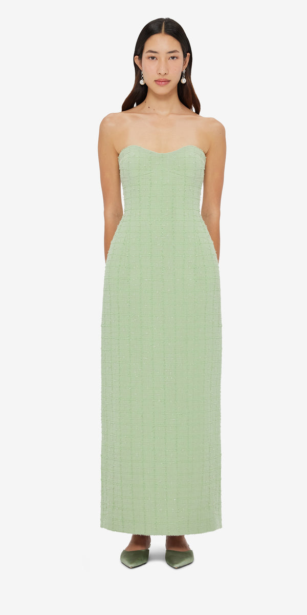 Leo Lin Zayna Tweed Bustier Maxi Dress