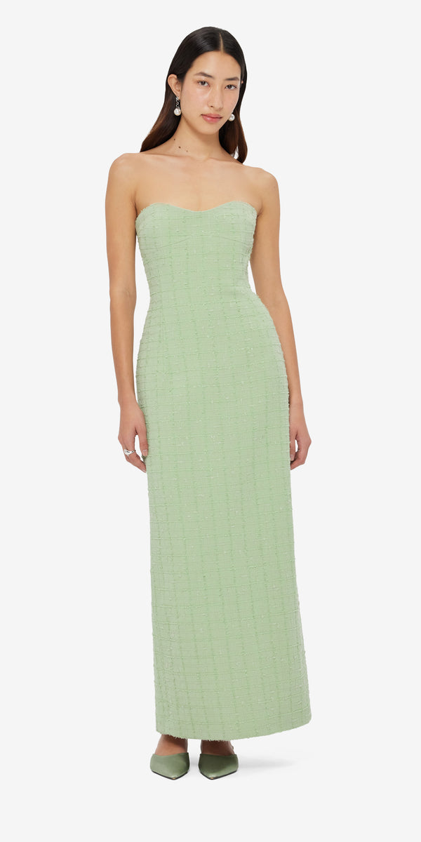 Leo Lin Zayna Tweed Bustier Maxi Dress