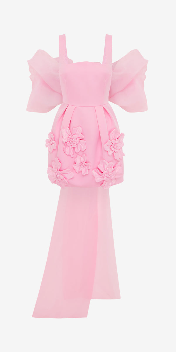 leo lin Piper Appliqué Mini Dress & Cape Set – Baby Pink