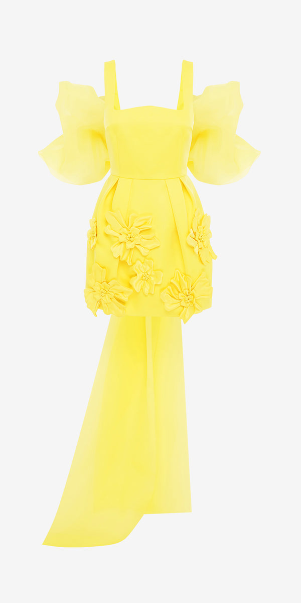 leo lin Piper Appliqué Mini Dress & Cape Set – Sunshine