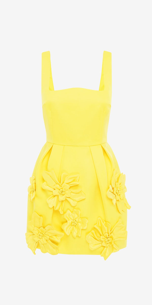 leo lin Piper Floral Appliqué Bell Shape Mini Dress