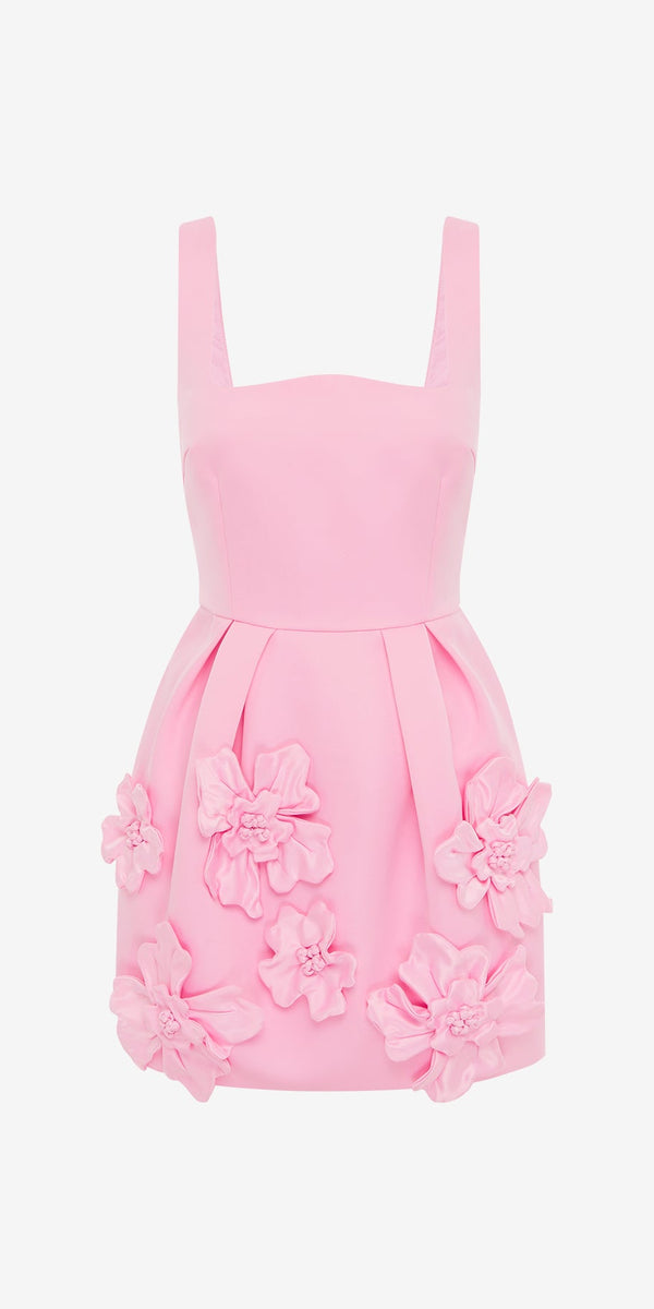 leo lin Piper Floral Appliqué Bell Shape Mini Dress