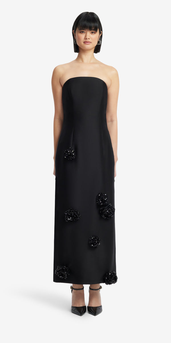 Leo Lin Rayna Embellished Wool Blend Bustier Maxi Dress