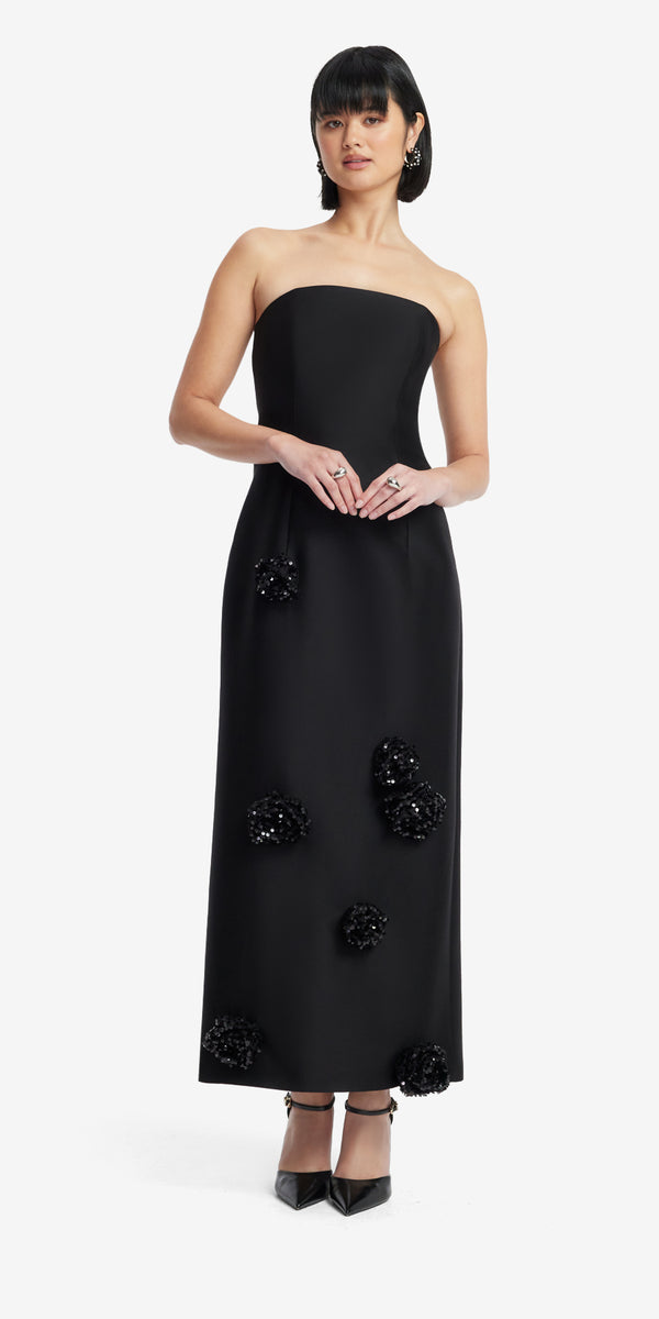 Leo Lin Rayna Embellished Wool Blend Bustier Maxi Dress