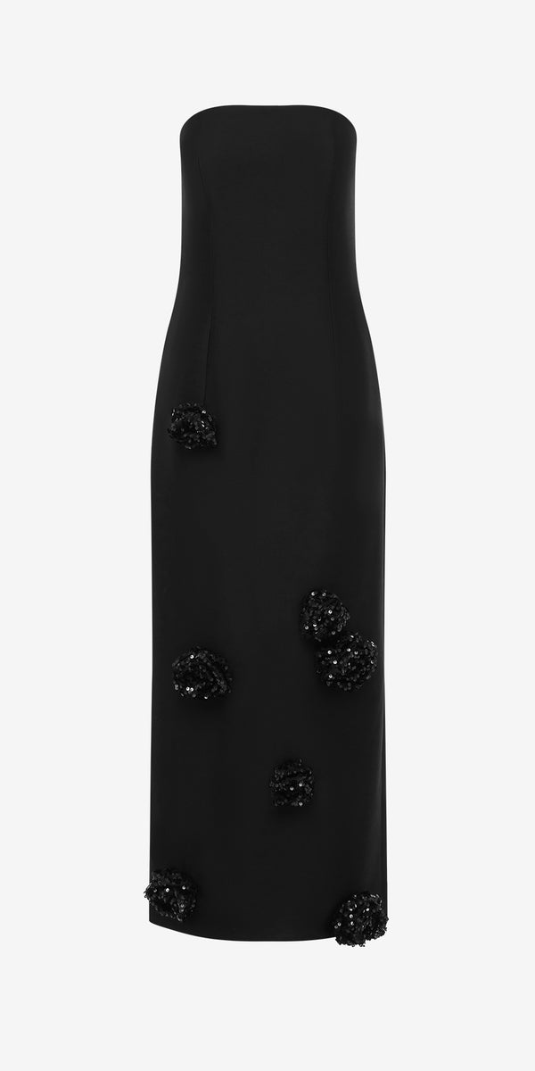 leo lin Rayna Embellished Wool Blend Bustier Maxi Dress