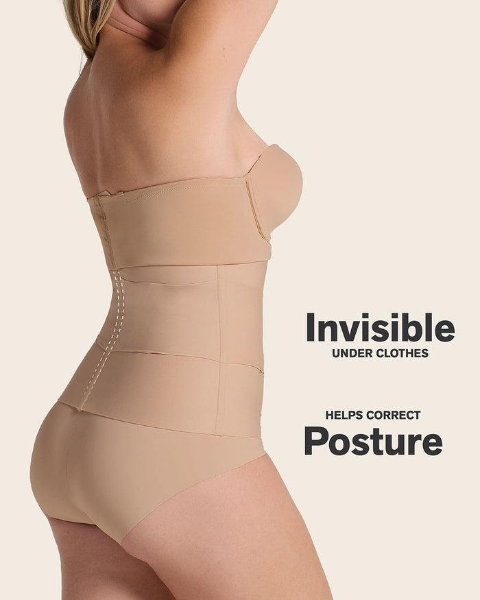 leonisa 3-Belt Custom Waist Cincher with Lumbar Support