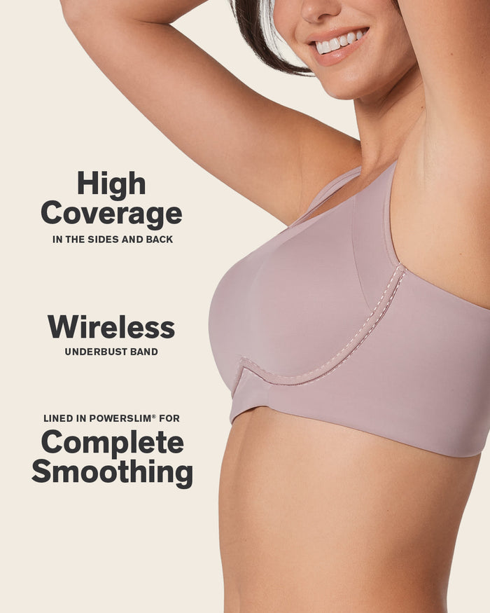 Leonisa Everyday Bra + Stripe Undetectable Shaper Panty In Rosewood