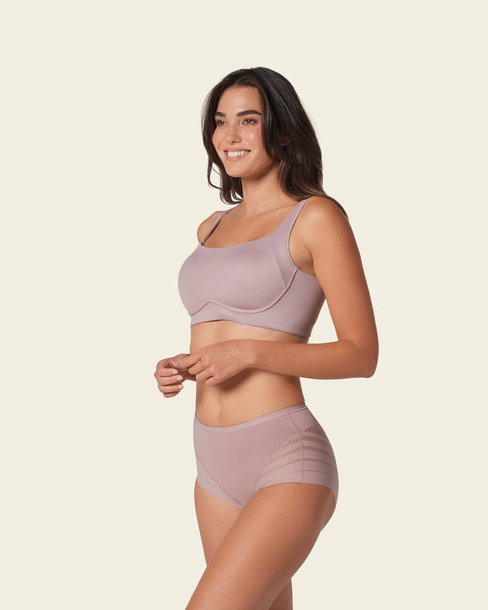 Leonisa Everyday Bra + Stripe Undetectable Shaper Panty In Rosewood