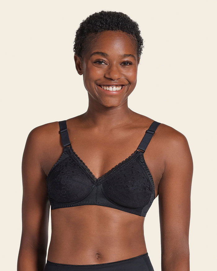 leonisa Extra Coverage Support Wireless Bra with Lace Cups