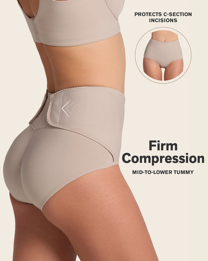 Leonisa Firm Compression Postpartum Panty With Adjustable Belly Wrap