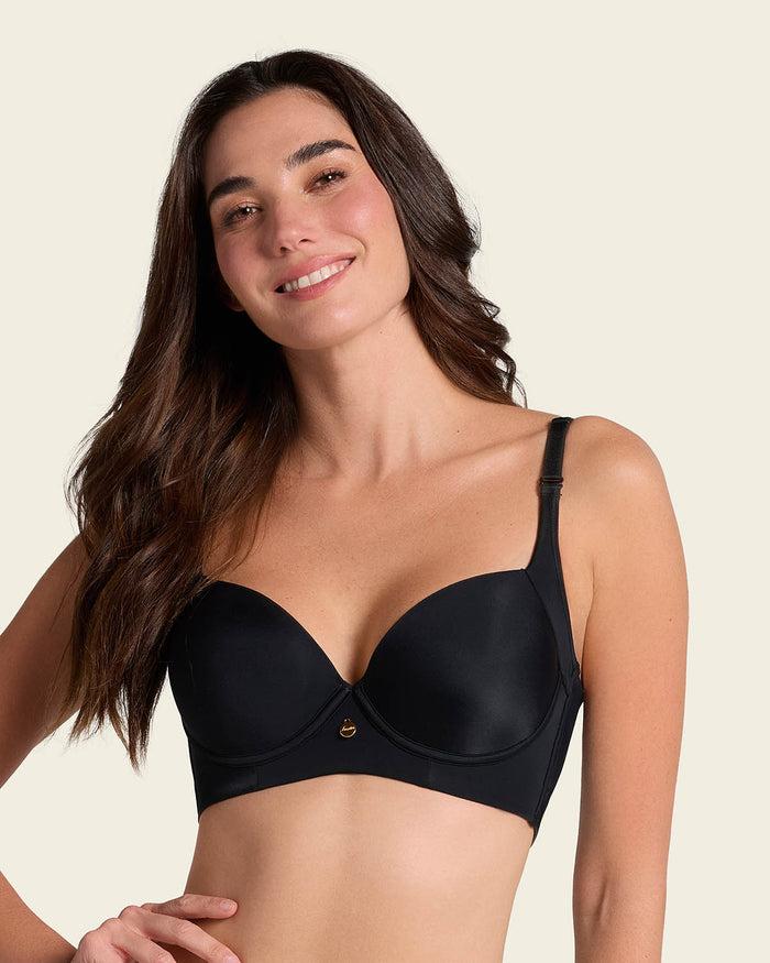 Leonisa High Profile Bra + Stripe Undetectable Panty In Black