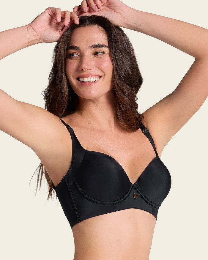 leonisa High Profile Bra + Stripe Undetectable Panty in Black
