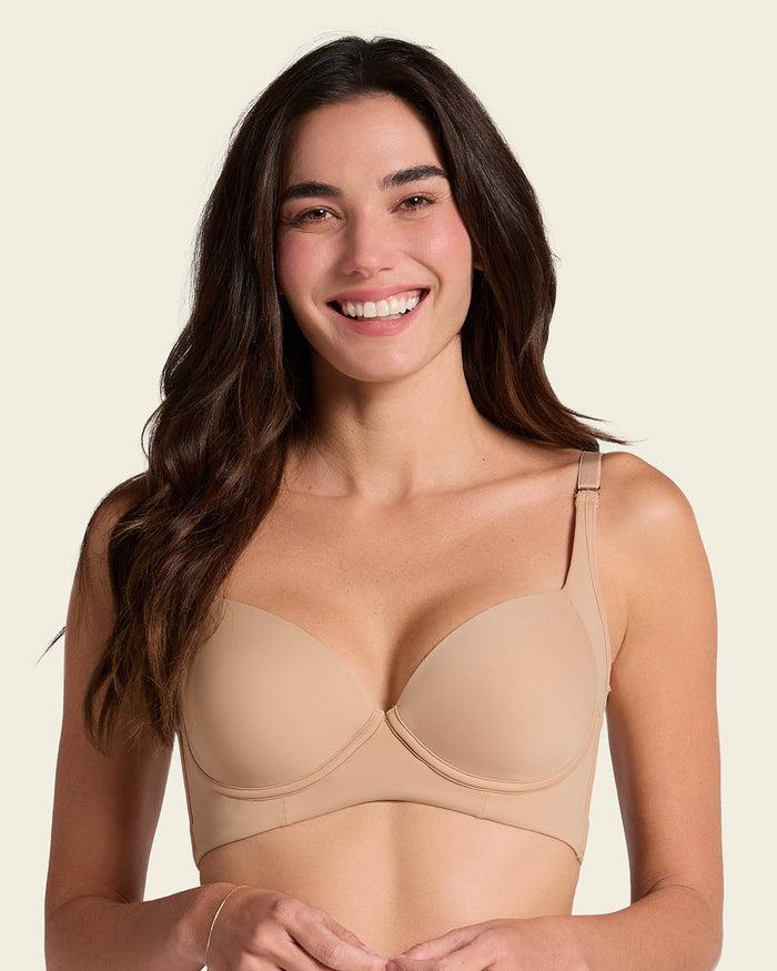 Leonisa High Profile Bra + Stripe Undetectable Panty In Golden Beige