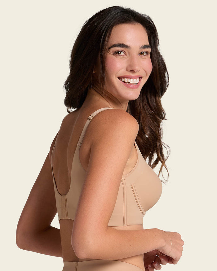 Leonisa High Profile Bra + Stripe Undetectable Panty In Golden Beige