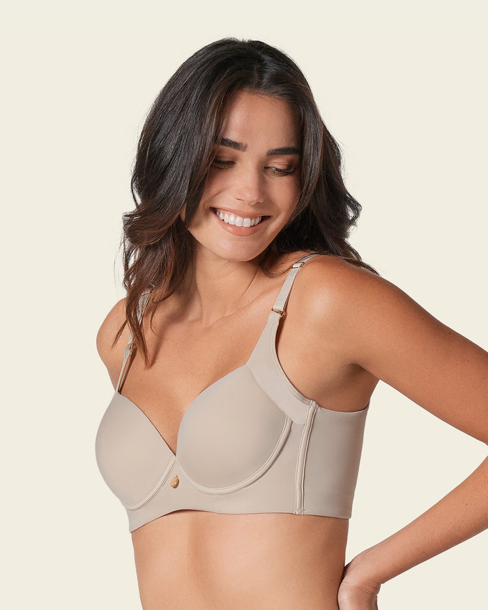 leonisa High Profile Bra + Stripe Undetectable Panty in Nude