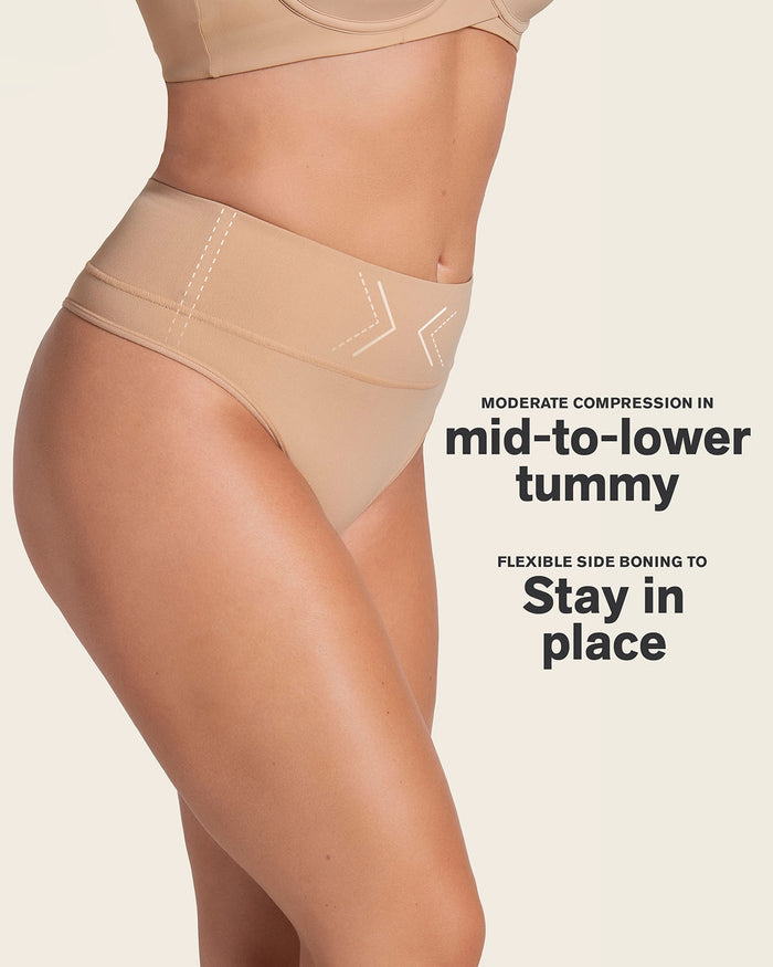 Leonisa High-Waisted Seamless Moderate Shaper Thong Panty