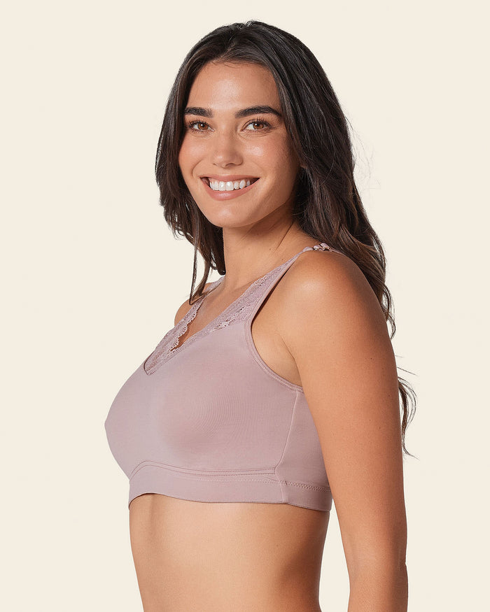 leonisa Mastectomy Pocketed Lace Trim Wireless Bra