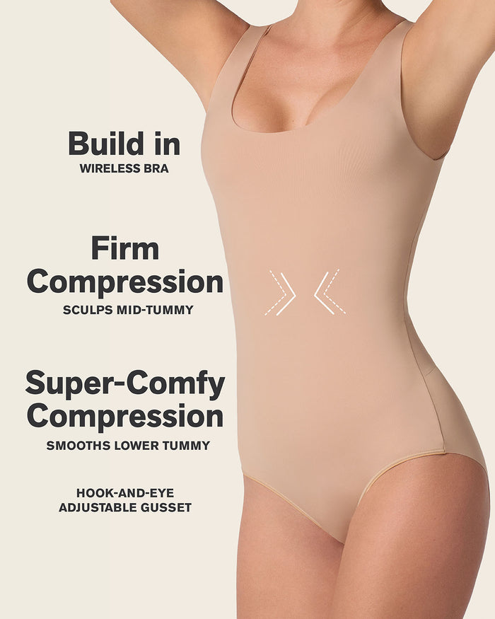Leonisa Plunge Classic Sleeveless Shaper Bodysuit