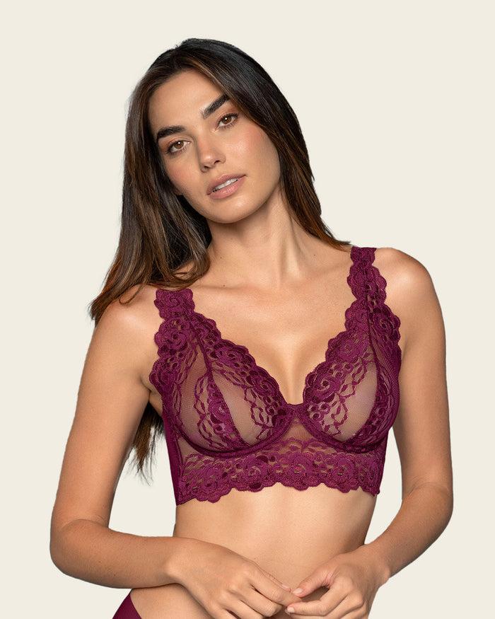 leonisa Sheer Lace Bustier Bralette with Underwire