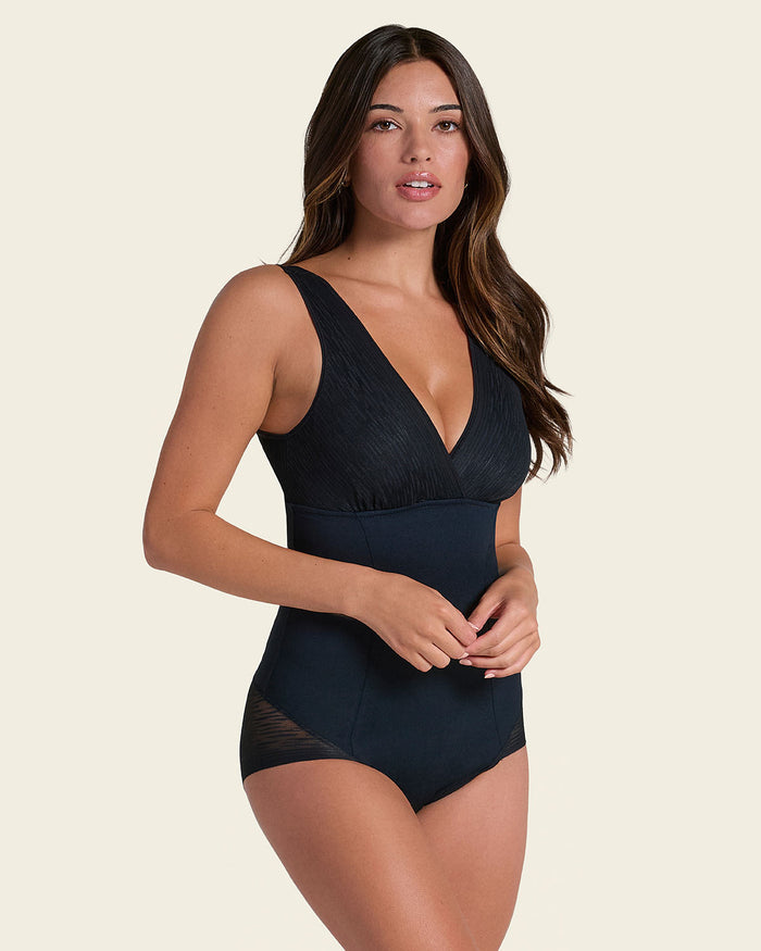 Leonisa Sheer Stripe Detail Sculpting Bodysuit