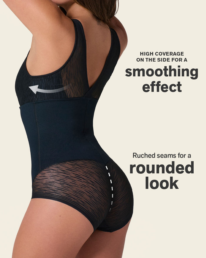 Leonisa Sheer Stripe Detail Sculpting Bodysuit