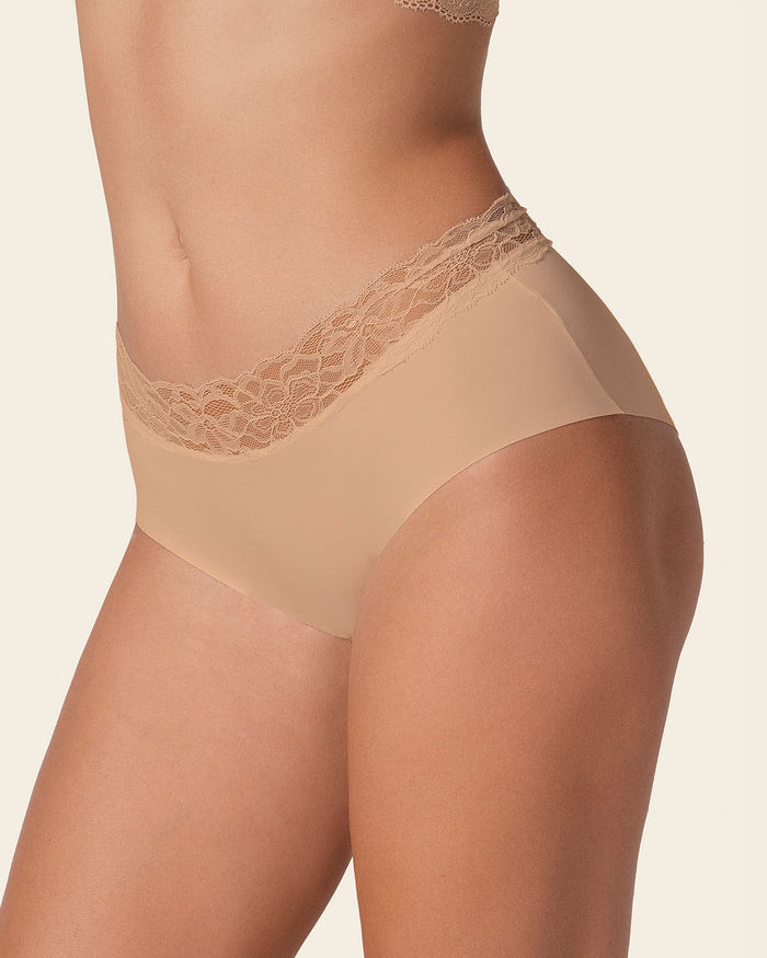 Leonisa Ultra Light Lace Trim Hipster Panty