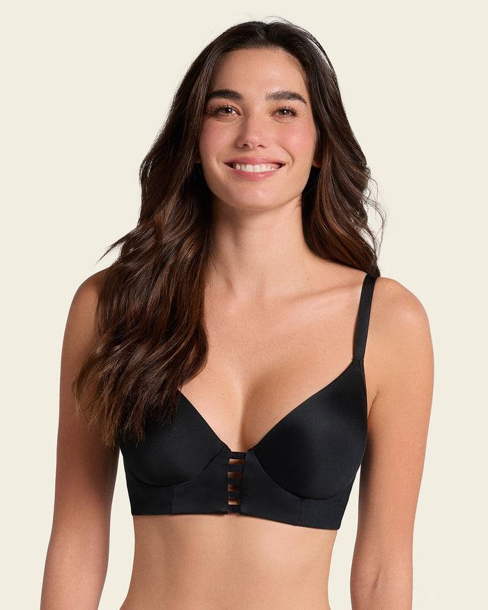 leonisa Memory Foam Push-Up Underwire Bustier Bra with Strappy Front
