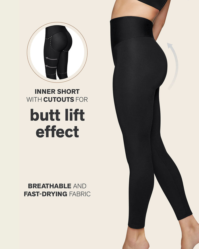 leonisa Sculpting Shaper Legging with Butt-Lifting Inner Short