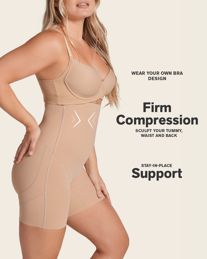 leonisa Strapless Sculpting Step-in Body Shaper with Short Bottom