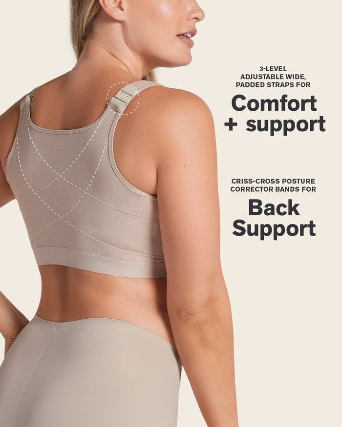 Leonisa Stretch Cotton Wireless Posture Corrector Bra