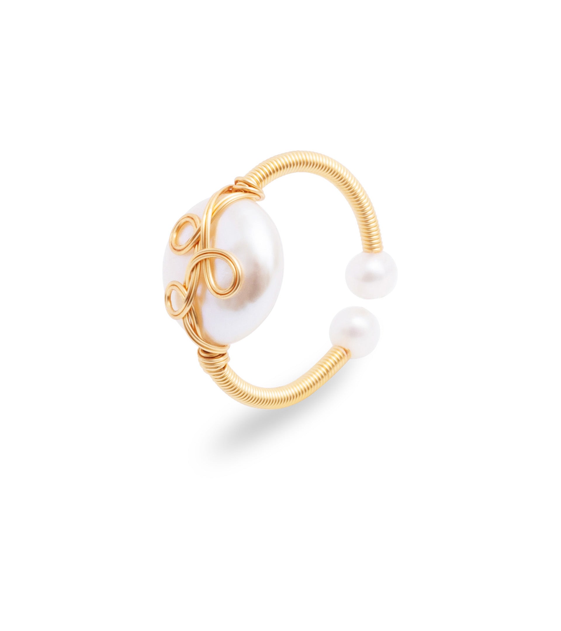 les basiles BAGUE CHARLENE En Perles d'Akoya montées sur argent sterling 925 plaqué or 18 carats