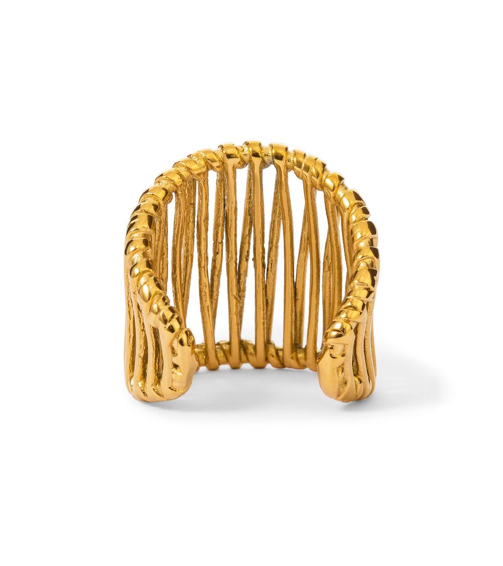 Les Basiles BAGUE CHRISTIA En Laiton Plaqué Or 18 Carats