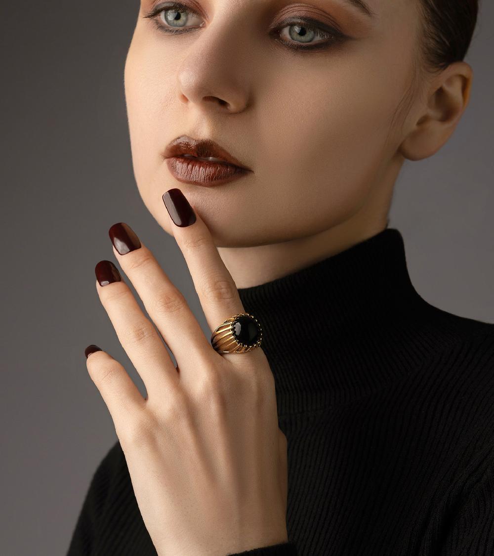 Les Basiles BAGUE LUCRECIA En Laiton Plaqué Or 18 Carats