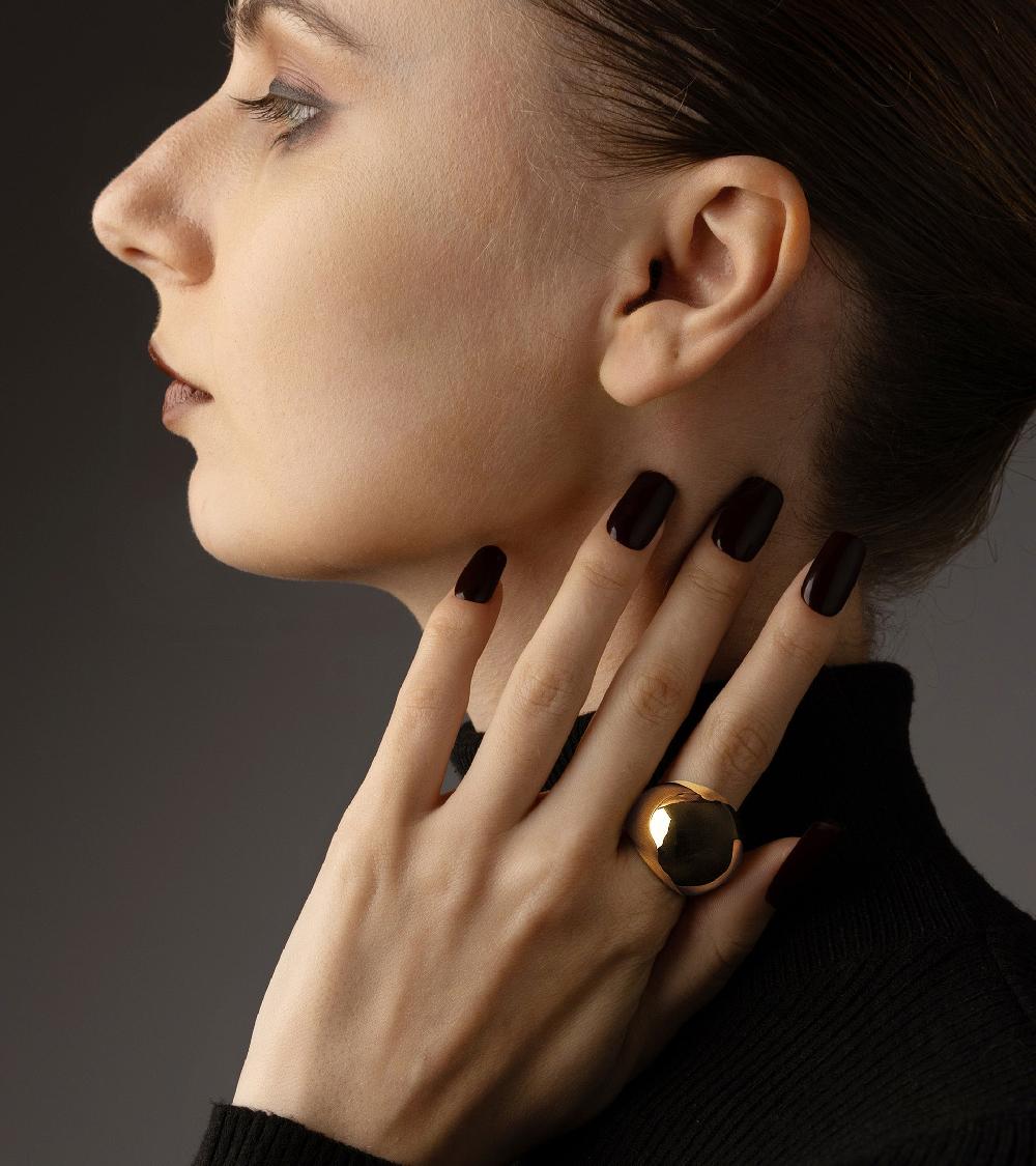 Les Basiles BAGUE OMBELINE En Acier 316L Plaqué Or 18 Carats