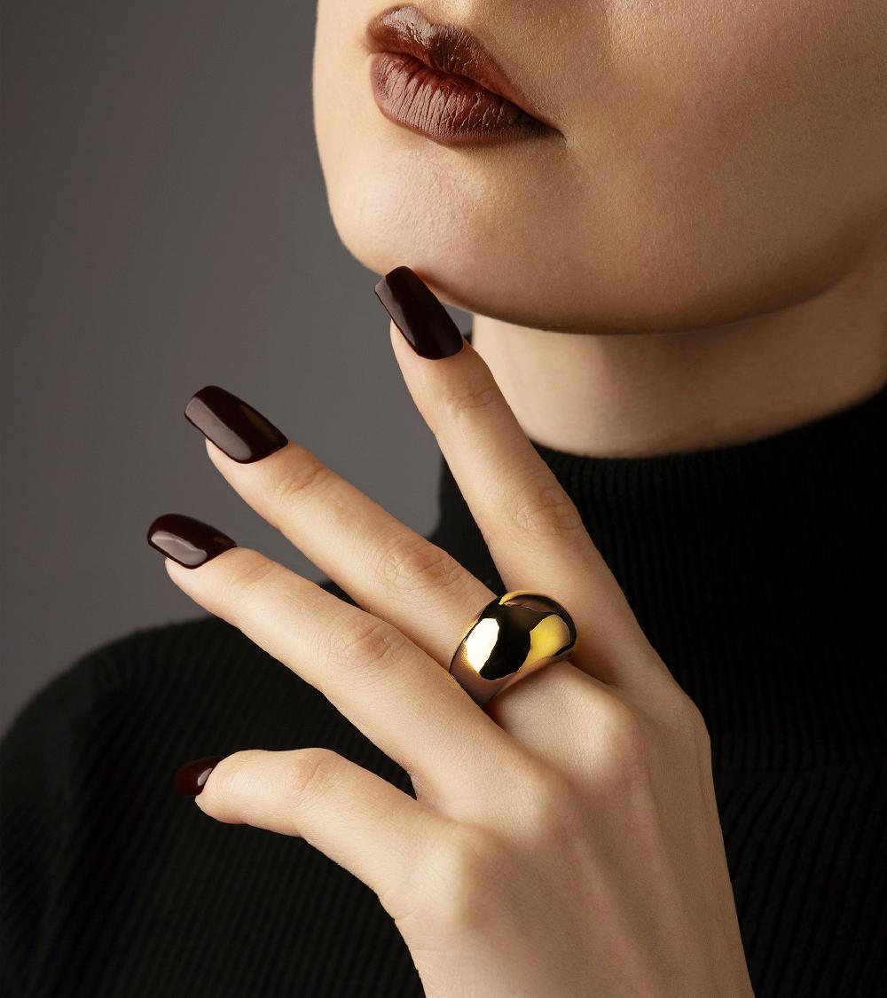 Les Basiles BAGUE OUM En Acier 316L Plaqué Or 18 Carats