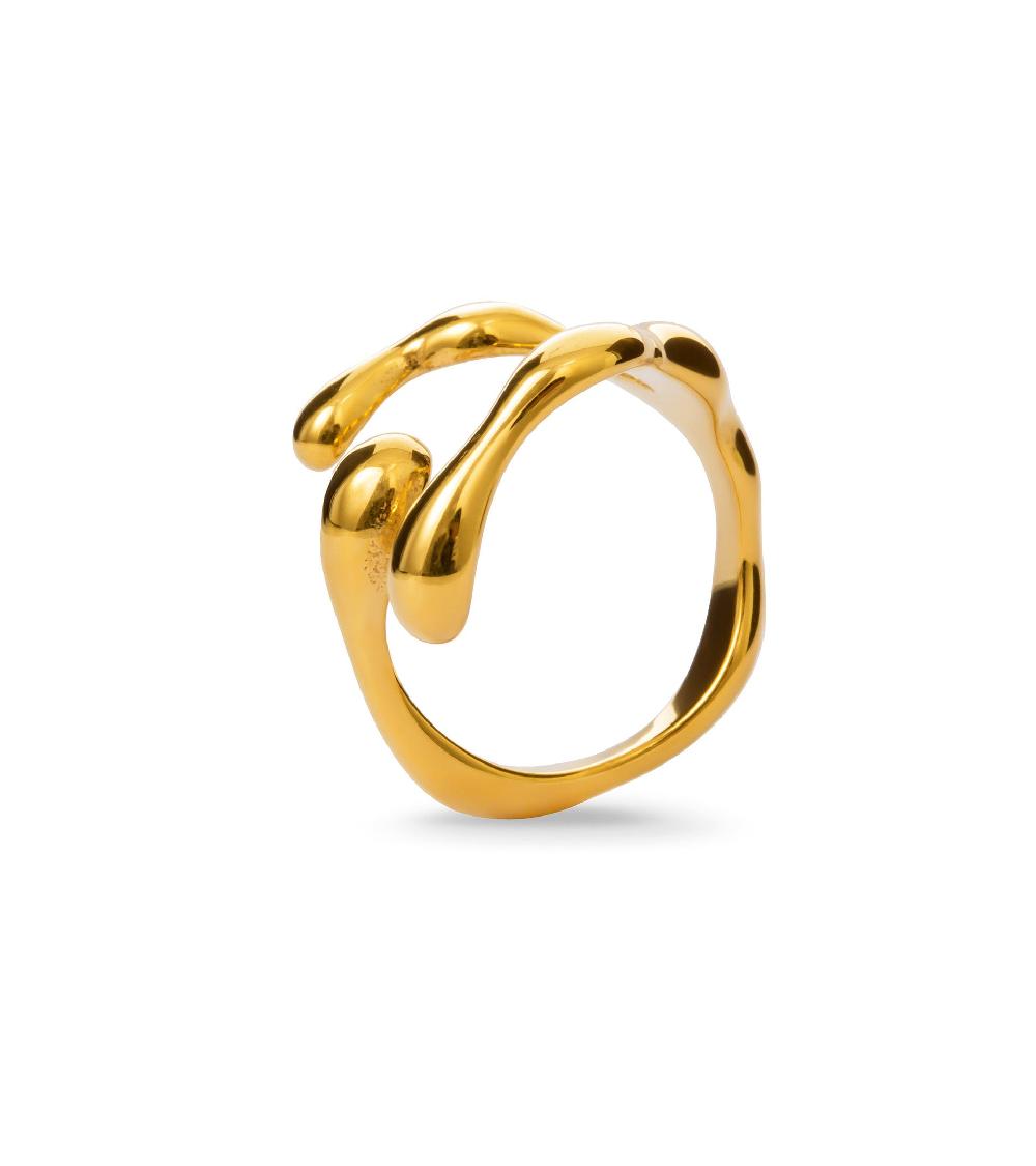 les basiles BAGUE TABATHA En acier 316L plaqué or 18 carats