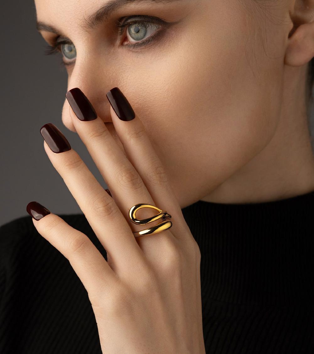 Les Basiles BAGUE TERESIA En Laiton Plaqué Or 18 Carats