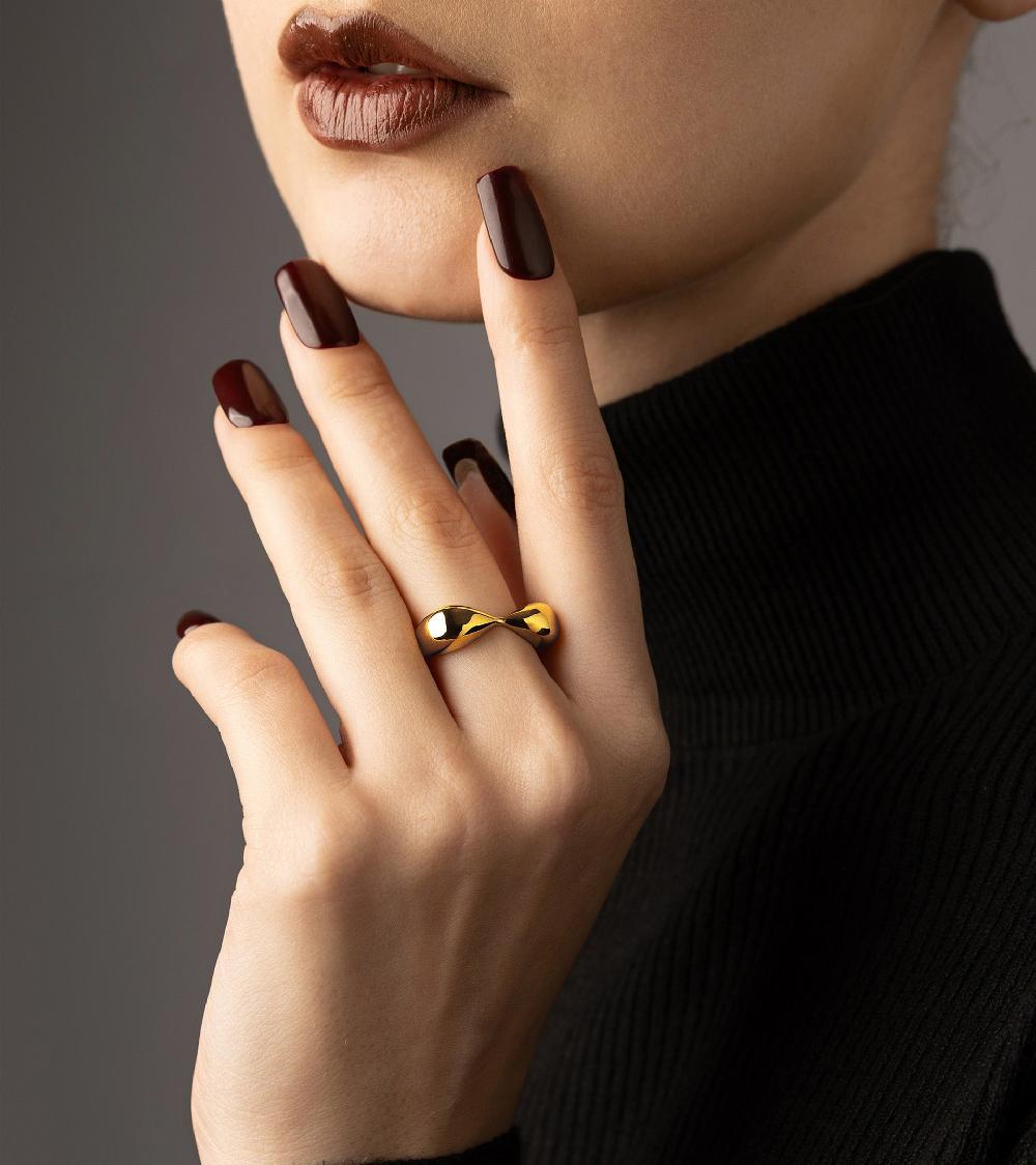 Les Basiles BAGUE TETIS En Laiton Plaqué Or 18 Carats