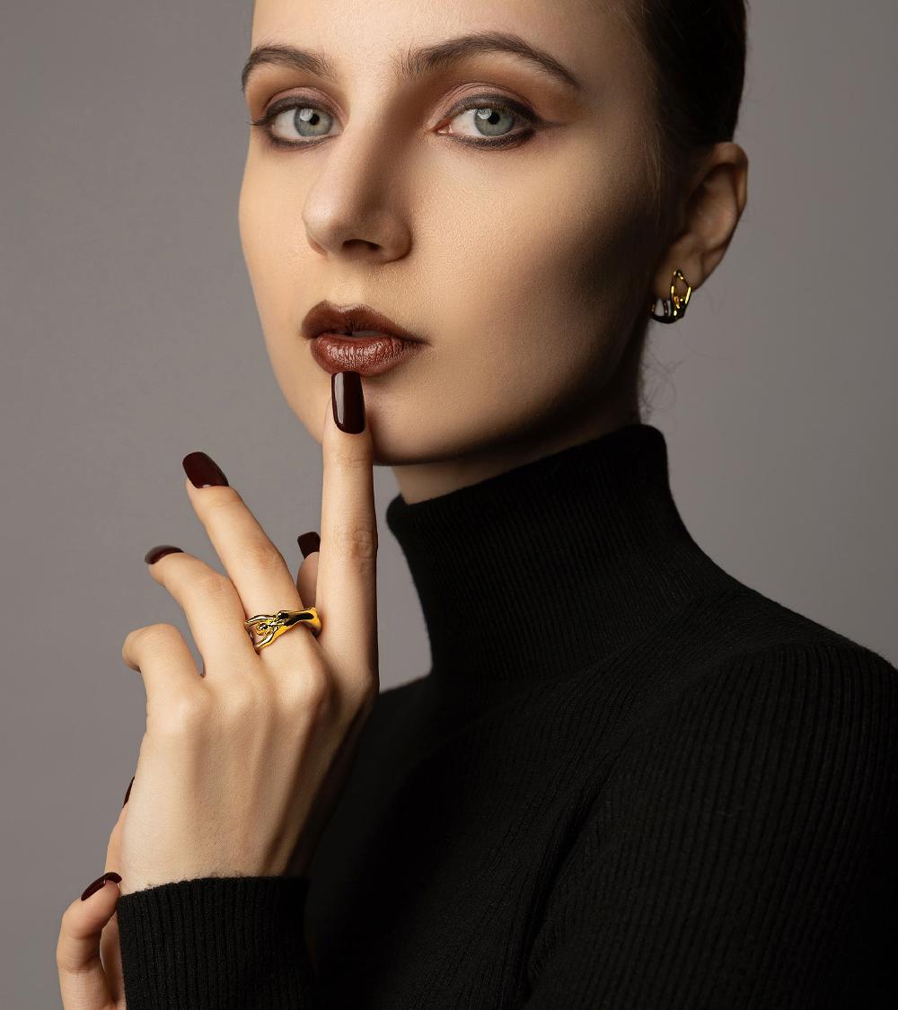 Les Basiles BAGUE VANINA En Laiton Plaqué Or 18 Carats