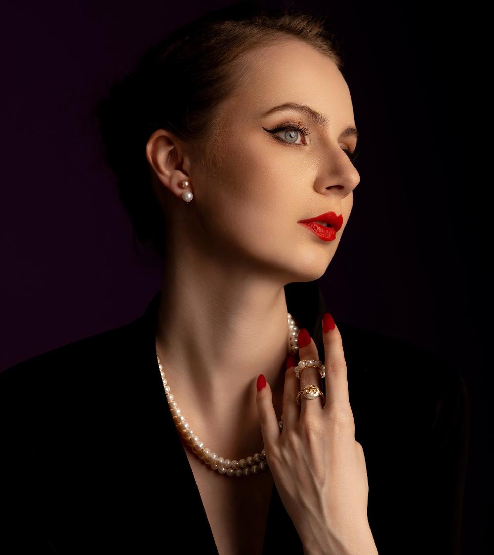 Les Basiles BOUCLES D'OREILLES ADELIA En Perles D'Akoya Montées Sur Argent Sterling 925 Plaqué Or 18 Carats