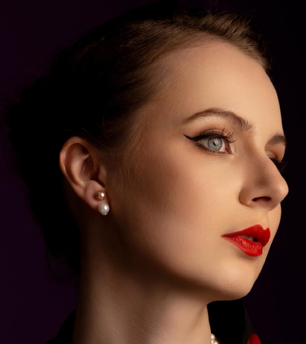 Les Basiles BOUCLES D'OREILLES ADELIA En Perles D'Akoya Montées Sur Argent Sterling 925 Plaqué Or 18 Carats