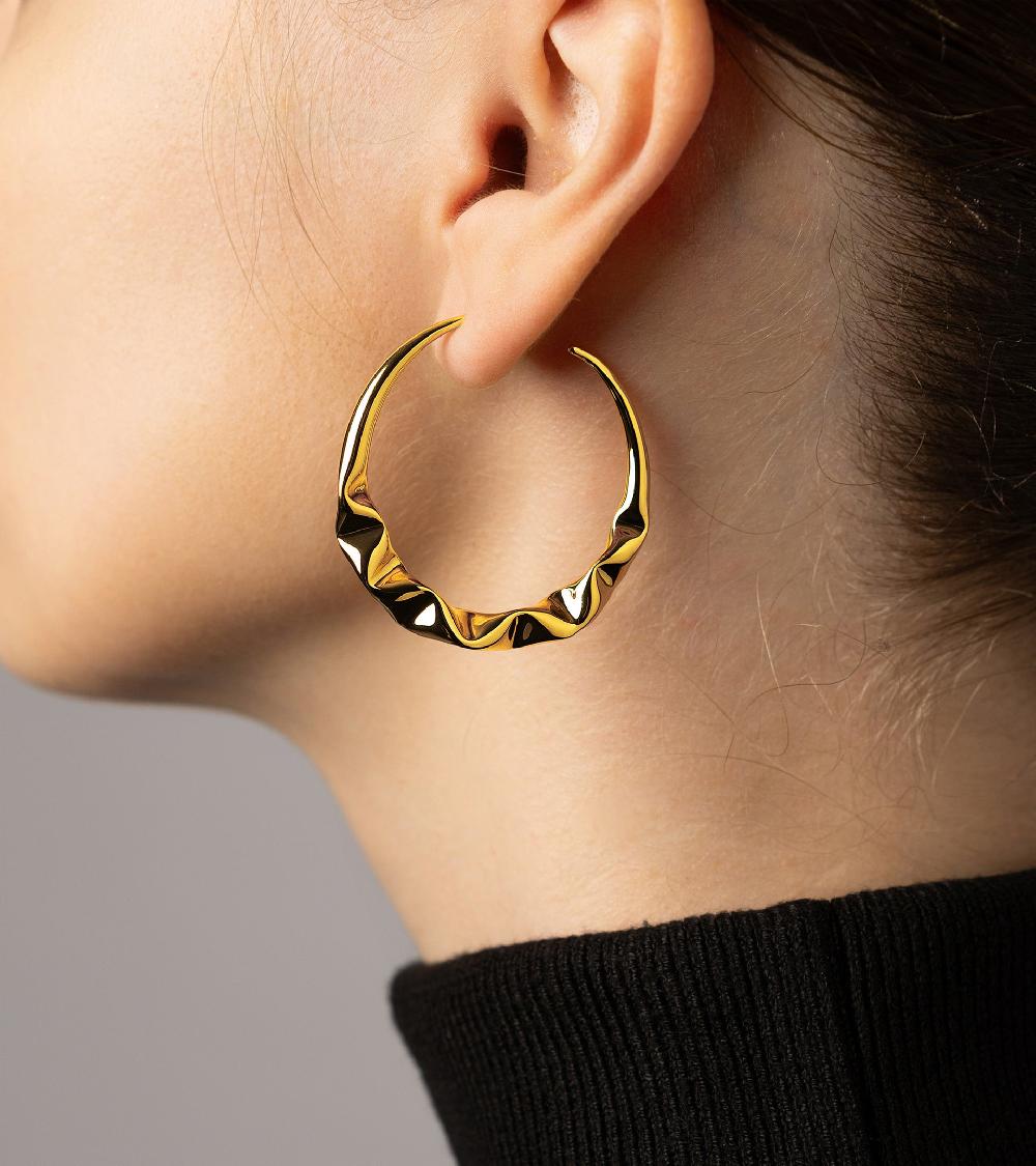 Les Basiles BOUCLES D'OREILLES AMIA En Laiton Plaqué Or 18 Carats