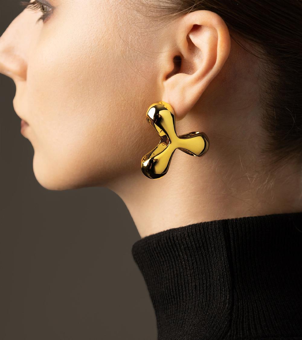 Les Basiles BOUCLES D'OREILLES ANIA En Laiton Plaqué Or 18 Carats