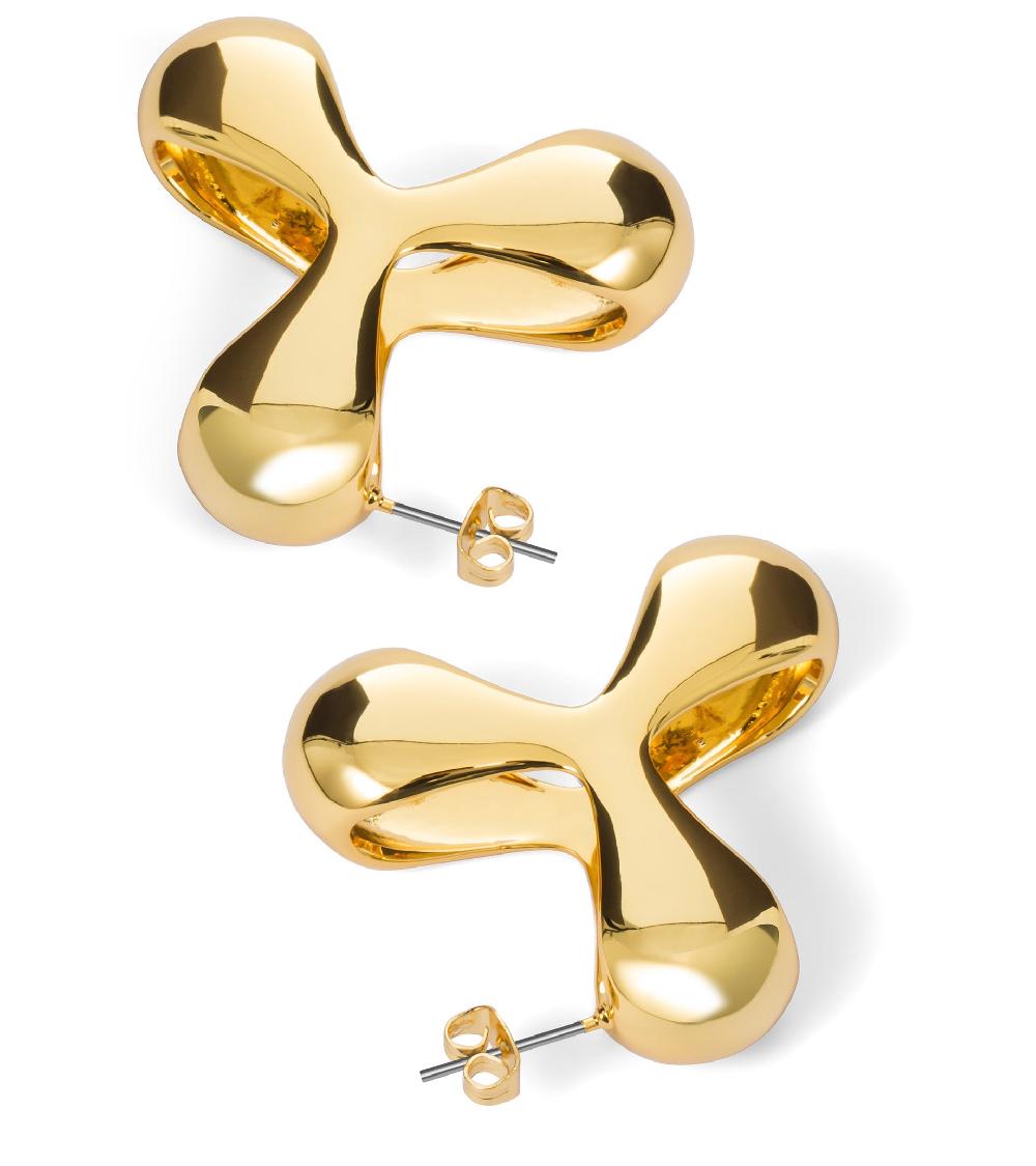 Les Basiles BOUCLES D'OREILLES ANIA En Laiton Plaqué Or 18 Carats